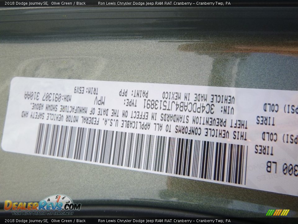 2018 Dodge Journey SE Olive Green / Black Photo #15