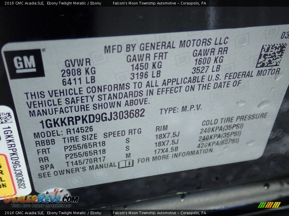 2016 GMC Acadia SLE Ebony Twilight Metallic / Ebony Photo #23