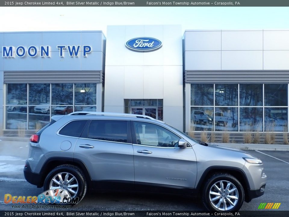 2015 Jeep Cherokee Limited 4x4 Billet Silver Metallic / Indigo Blue/Brown Photo #1
