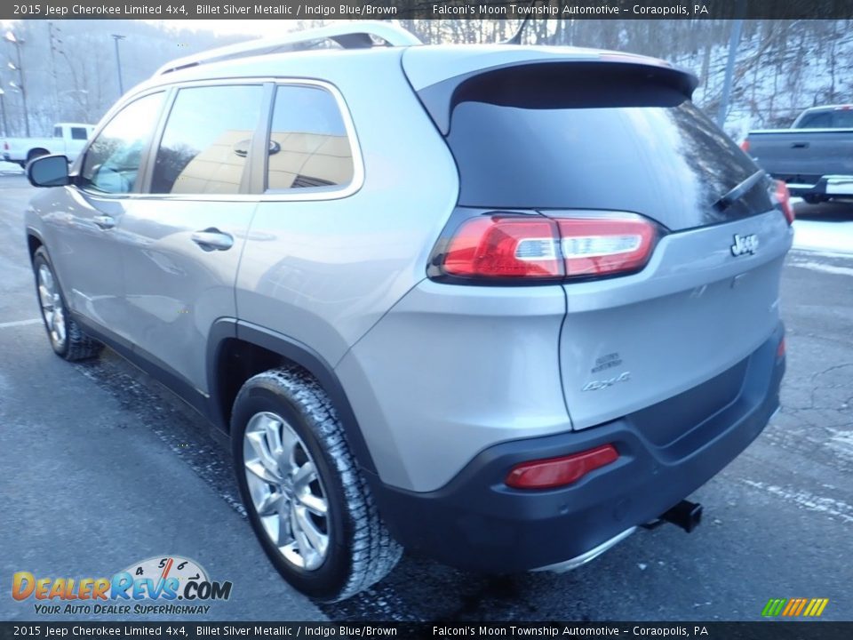 2015 Jeep Cherokee Limited 4x4 Billet Silver Metallic / Indigo Blue/Brown Photo #5