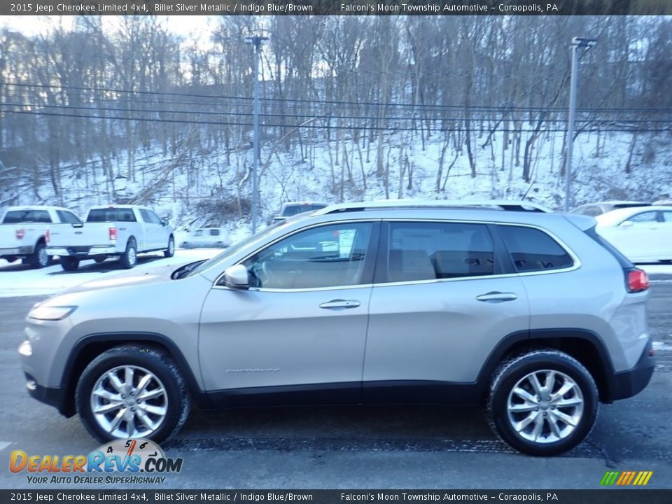 2015 Jeep Cherokee Limited 4x4 Billet Silver Metallic / Indigo Blue/Brown Photo #6