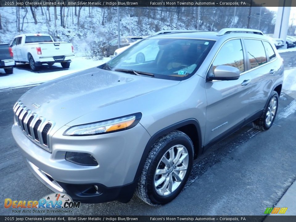 2015 Jeep Cherokee Limited 4x4 Billet Silver Metallic / Indigo Blue/Brown Photo #7