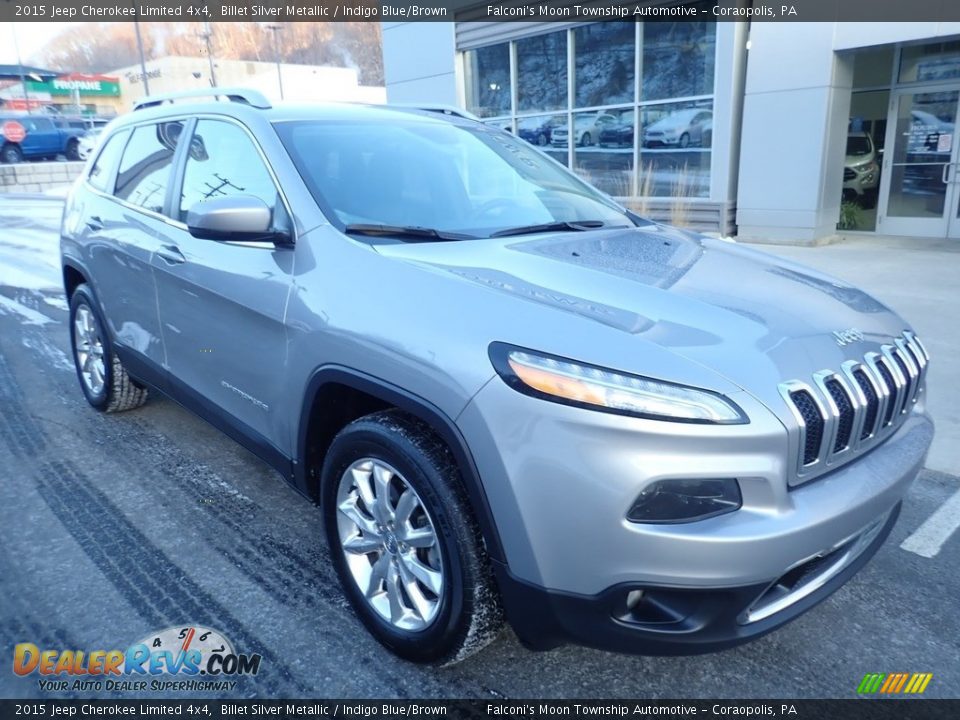 2015 Jeep Cherokee Limited 4x4 Billet Silver Metallic / Indigo Blue/Brown Photo #9