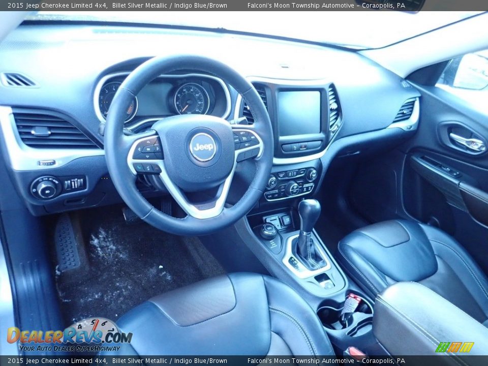 2015 Jeep Cherokee Limited 4x4 Billet Silver Metallic / Indigo Blue/Brown Photo #15