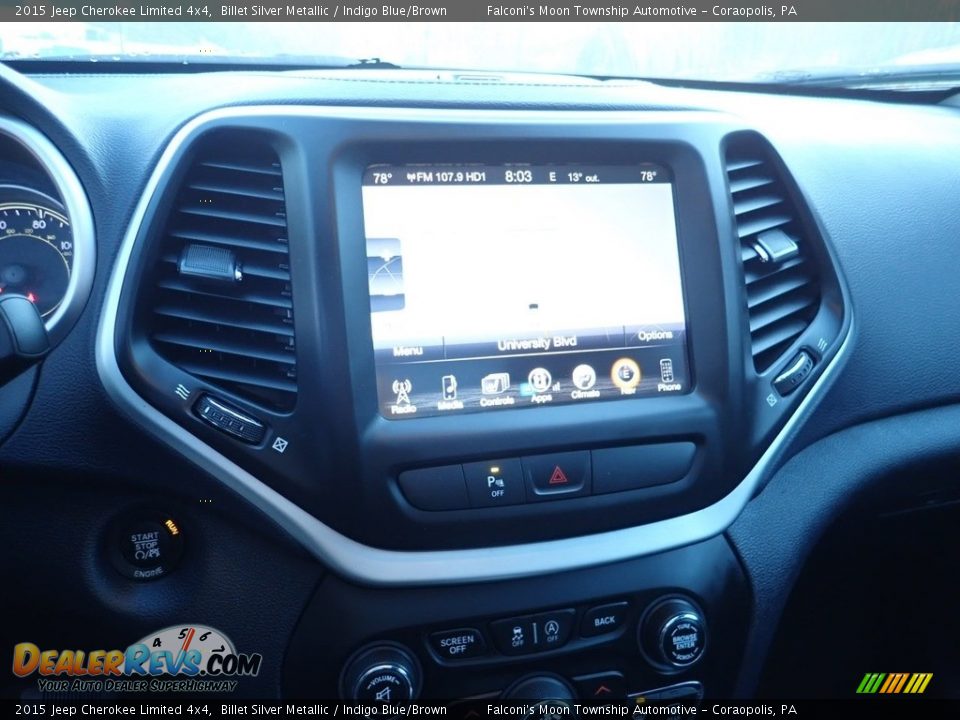 2015 Jeep Cherokee Limited 4x4 Billet Silver Metallic / Indigo Blue/Brown Photo #22