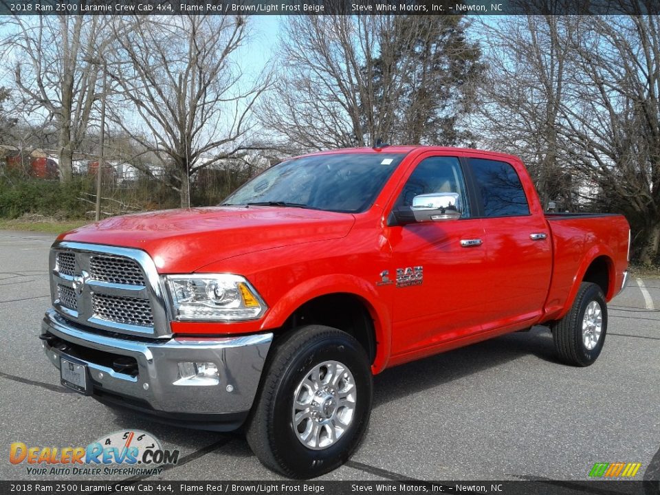 2018 Ram 2500 Laramie Crew Cab 4x4 Flame Red / Brown/Light Frost Beige Photo #2