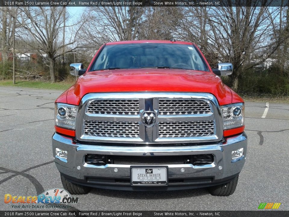 2018 Ram 2500 Laramie Crew Cab 4x4 Flame Red / Brown/Light Frost Beige Photo #3