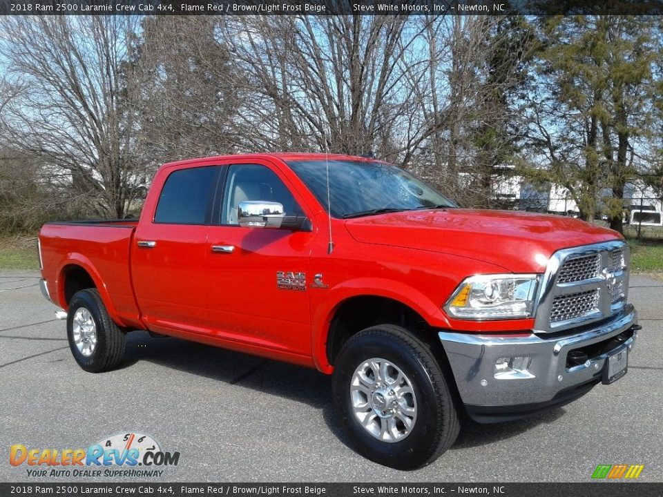 2018 Ram 2500 Laramie Crew Cab 4x4 Flame Red / Brown/Light Frost Beige Photo #4