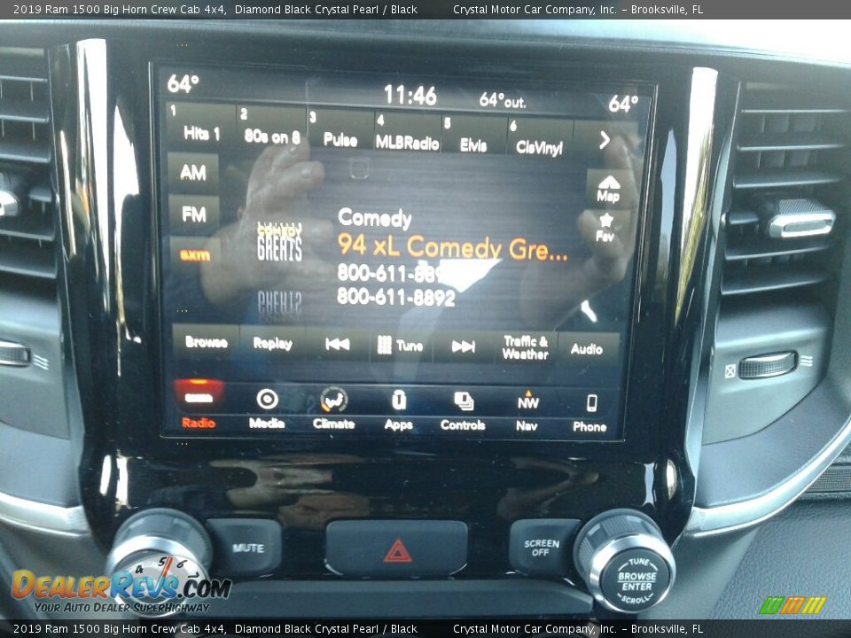 2019 Ram 1500 Big Horn Crew Cab 4x4 Diamond Black Crystal Pearl / Black Photo #15