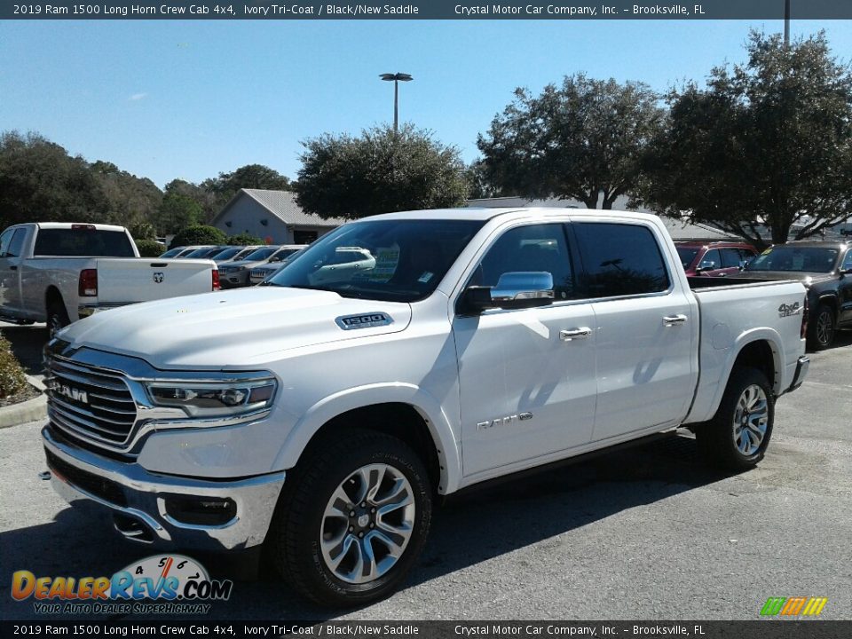 2019 Ram 1500 Long Horn Crew Cab 4x4 Ivory Tri–Coat / Black/New Saddle Photo #1