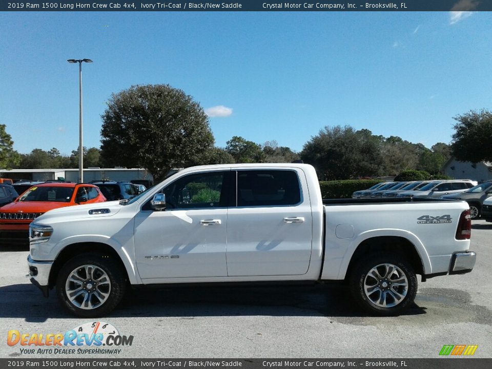 2019 Ram 1500 Long Horn Crew Cab 4x4 Ivory Tri–Coat / Black/New Saddle Photo #2