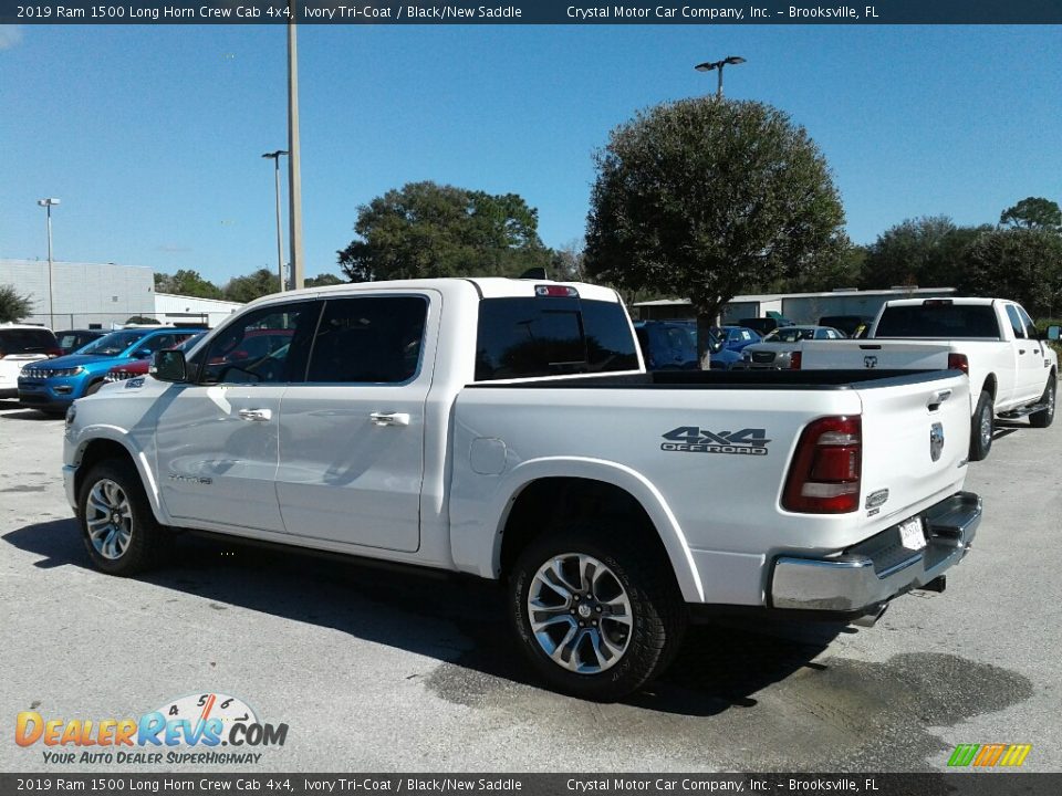 2019 Ram 1500 Long Horn Crew Cab 4x4 Ivory Tri–Coat / Black/New Saddle Photo #3