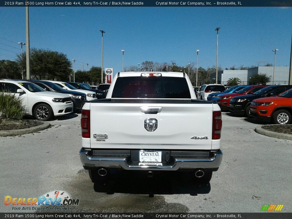 2019 Ram 1500 Long Horn Crew Cab 4x4 Ivory Tri–Coat / Black/New Saddle Photo #4