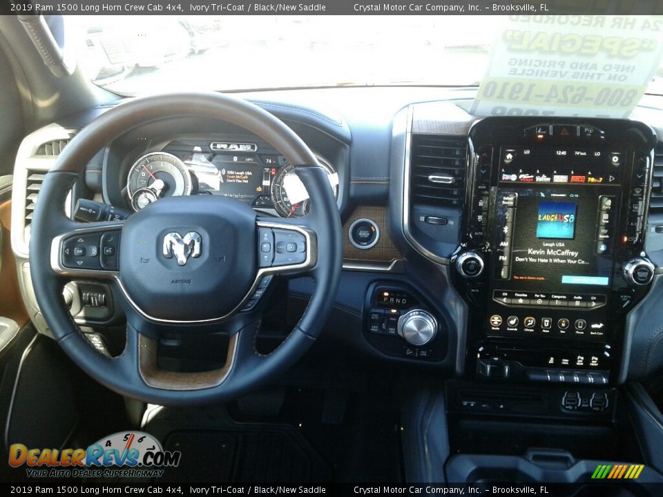 2019 Ram 1500 Long Horn Crew Cab 4x4 Ivory Tri–Coat / Black/New Saddle Photo #13