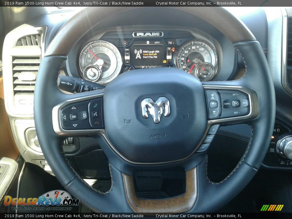 2019 Ram 1500 Long Horn Crew Cab 4x4 Ivory Tri–Coat / Black/New Saddle Photo #14