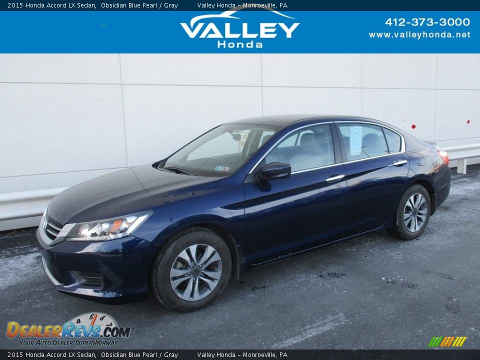 2015 Honda Accord LX Sedan Obsidian Blue Pearl / Gray Photo #1