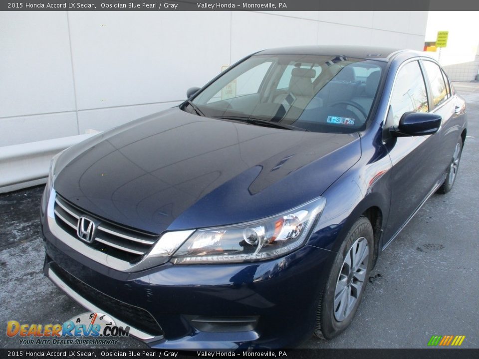 2015 Honda Accord LX Sedan Obsidian Blue Pearl / Gray Photo #8