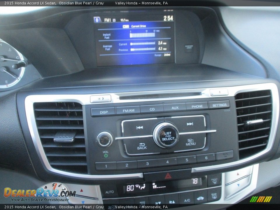 2015 Honda Accord LX Sedan Obsidian Blue Pearl / Gray Photo #14