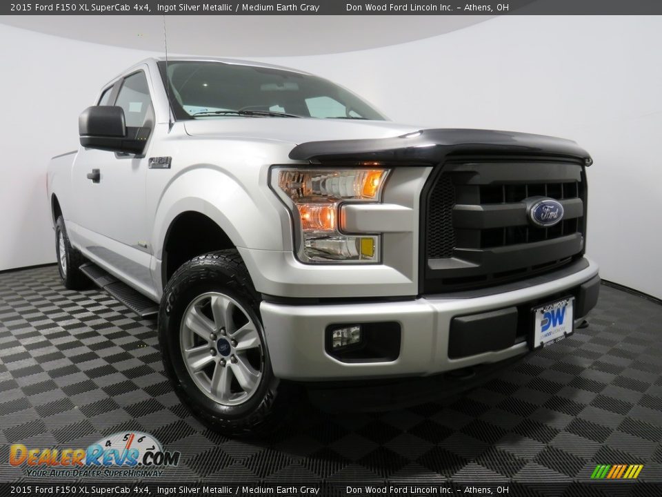 2015 Ford F150 XL SuperCab 4x4 Ingot Silver Metallic / Medium Earth Gray Photo #1