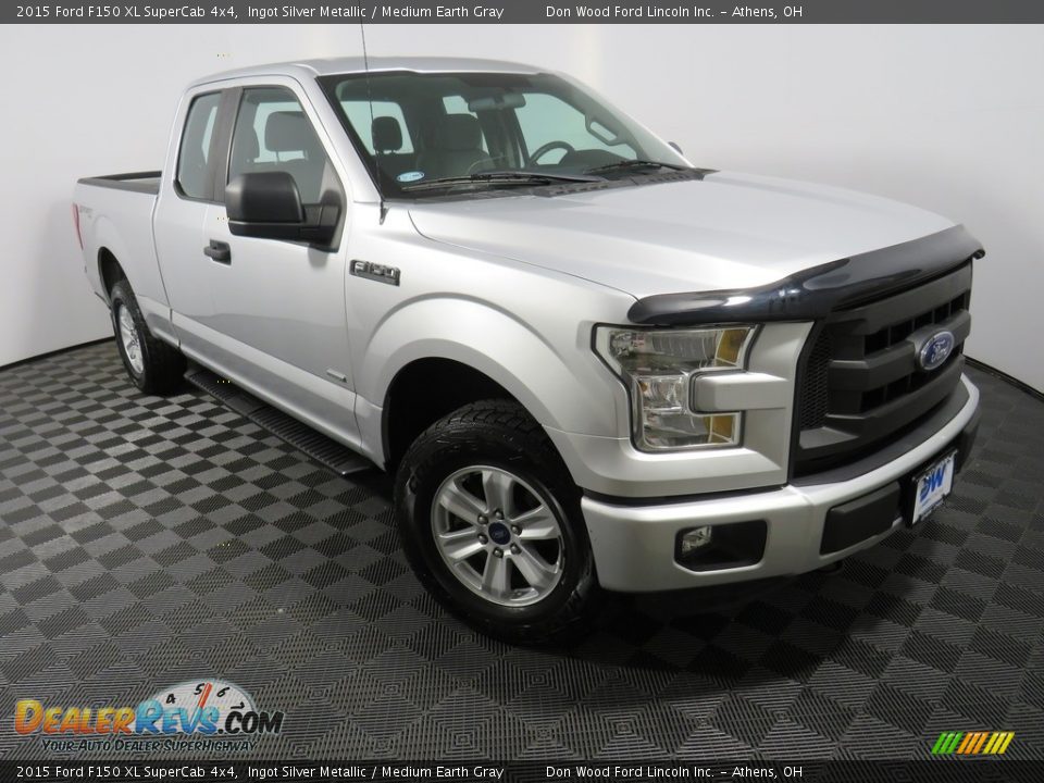 2015 Ford F150 XL SuperCab 4x4 Ingot Silver Metallic / Medium Earth Gray Photo #3
