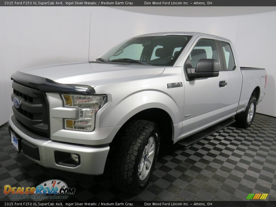 2015 Ford F150 XL SuperCab 4x4 Ingot Silver Metallic / Medium Earth Gray Photo #7