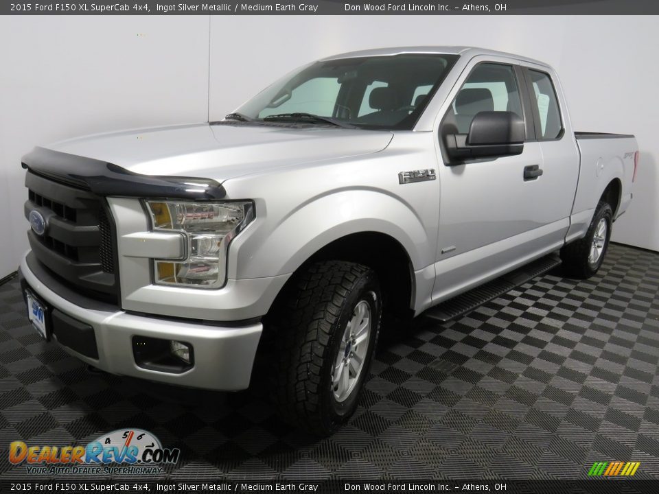 2015 Ford F150 XL SuperCab 4x4 Ingot Silver Metallic / Medium Earth Gray Photo #8