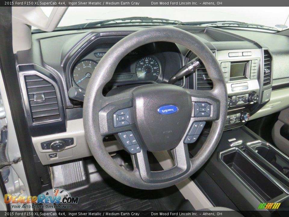 2015 Ford F150 XL SuperCab 4x4 Ingot Silver Metallic / Medium Earth Gray Photo #28