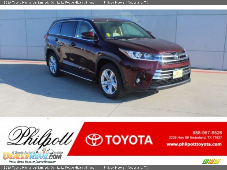 2019 Toyota Highlander Limited Ooh La La Rouge Mica / Almond Photo #1