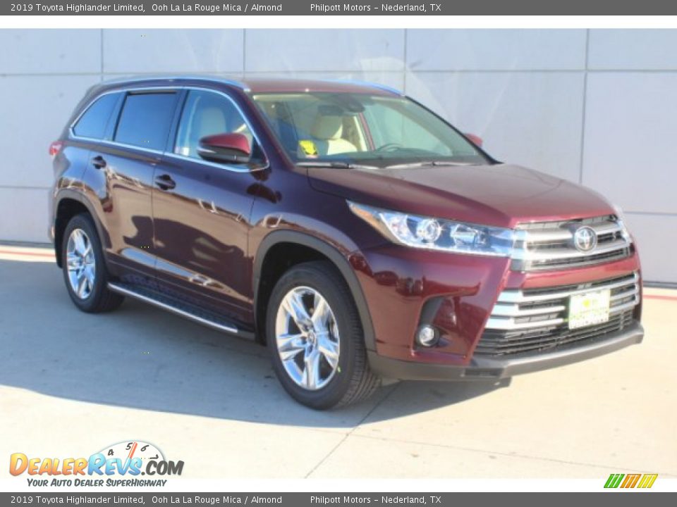 2019 Toyota Highlander Limited Ooh La La Rouge Mica / Almond Photo #2