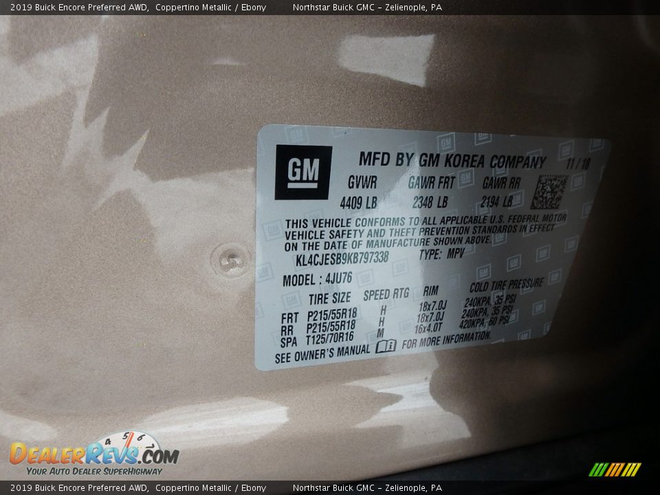 2019 Buick Encore Preferred AWD Coppertino Metallic / Ebony Photo #16