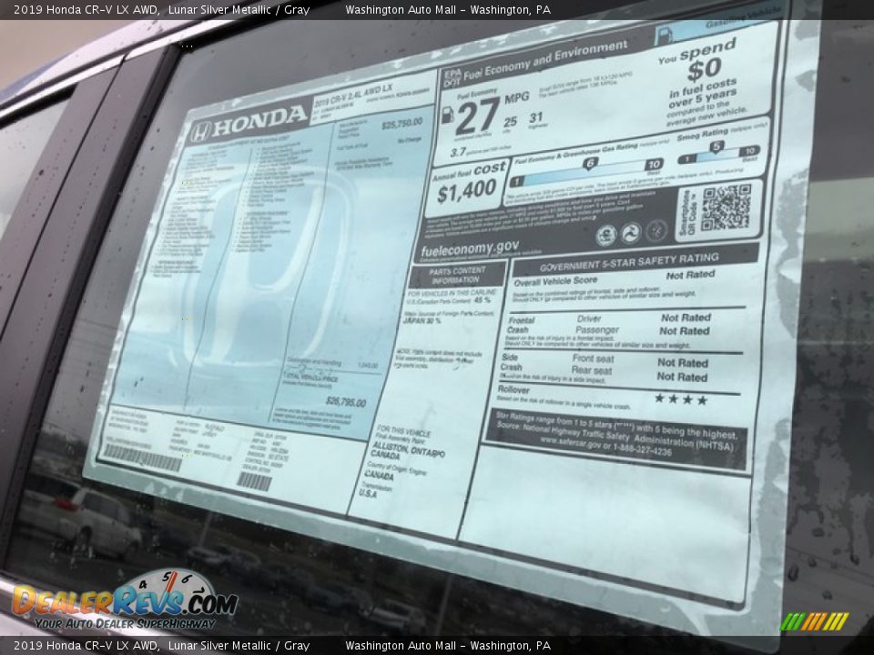 2019 Honda CR-V LX AWD Lunar Silver Metallic / Gray Photo #10