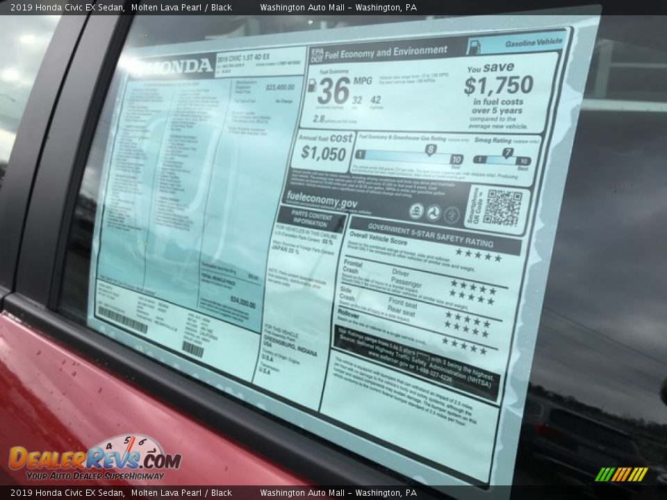 2019 Honda Civic EX Sedan Molten Lava Pearl / Black Photo #9