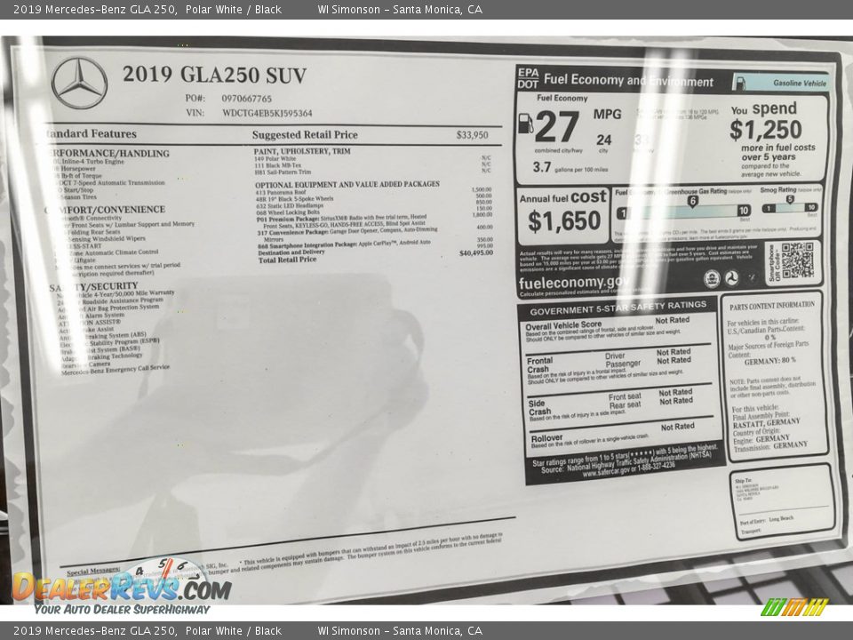 2019 Mercedes-Benz GLA 250 Polar White / Black Photo #10