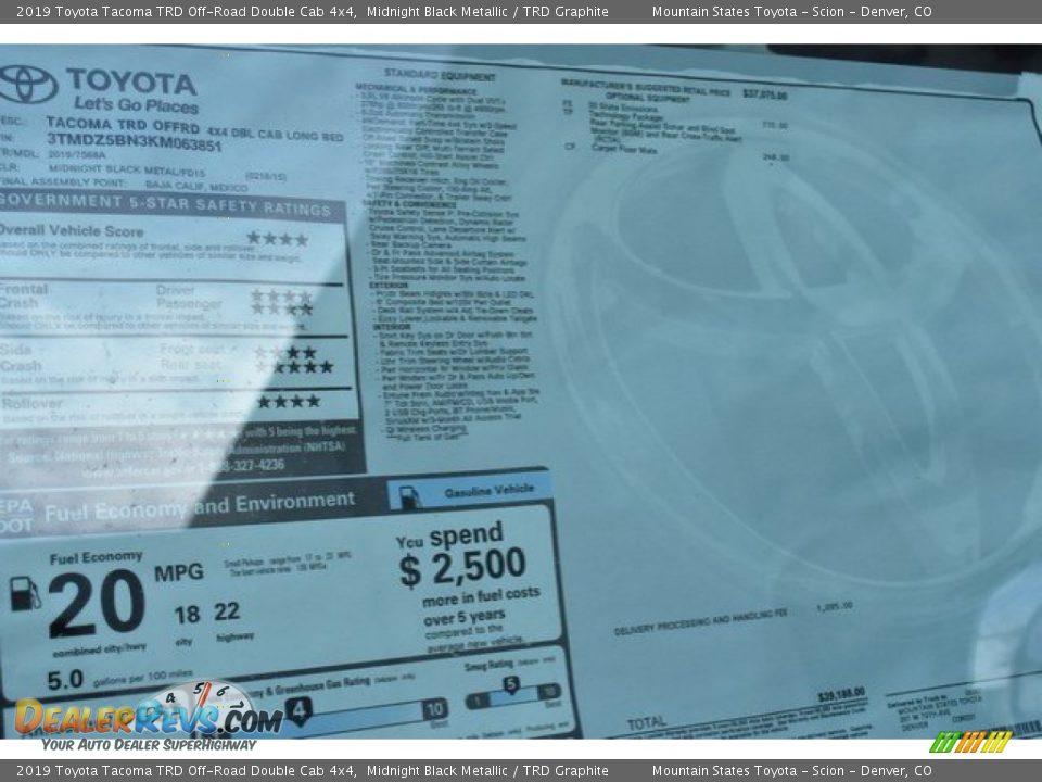 2019 Toyota Tacoma TRD Off-Road Double Cab 4x4 Midnight Black Metallic / TRD Graphite Photo #36
