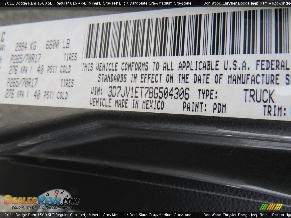 2011 Dodge Ram 1500 SLT Regular Cab 4x4 Mineral Gray Metallic / Dark Slate Gray/Medium Graystone Photo #28