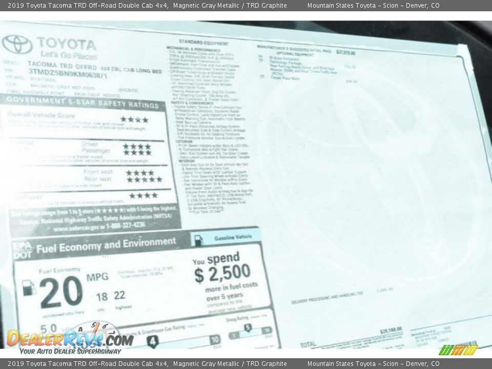 2019 Toyota Tacoma TRD Off-Road Double Cab 4x4 Magnetic Gray Metallic / TRD Graphite Photo #36