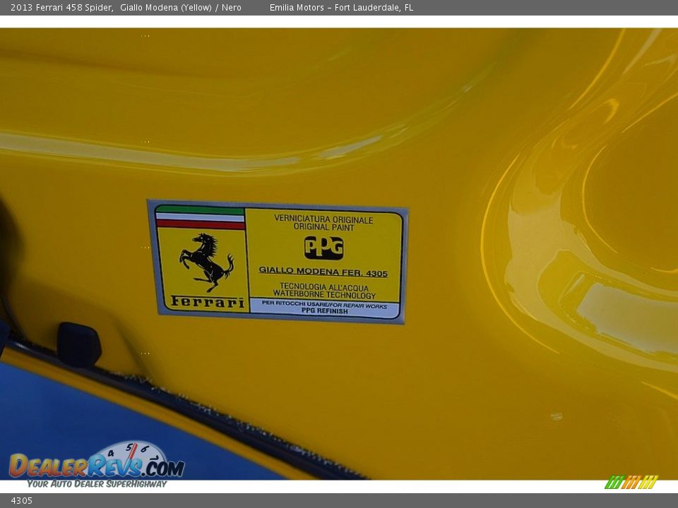 Ferrari Color Code 4305 Giallo Modena (Yellow)