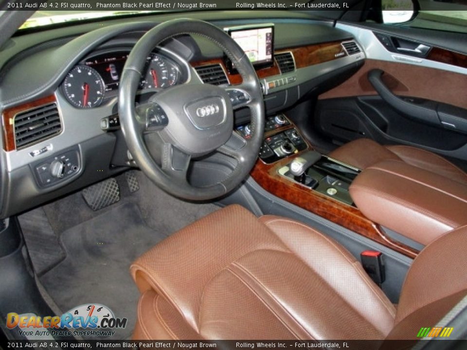 2011 Audi A8 4.2 FSI quattro Phantom Black Pearl Effect / Nougat Brown Photo #13