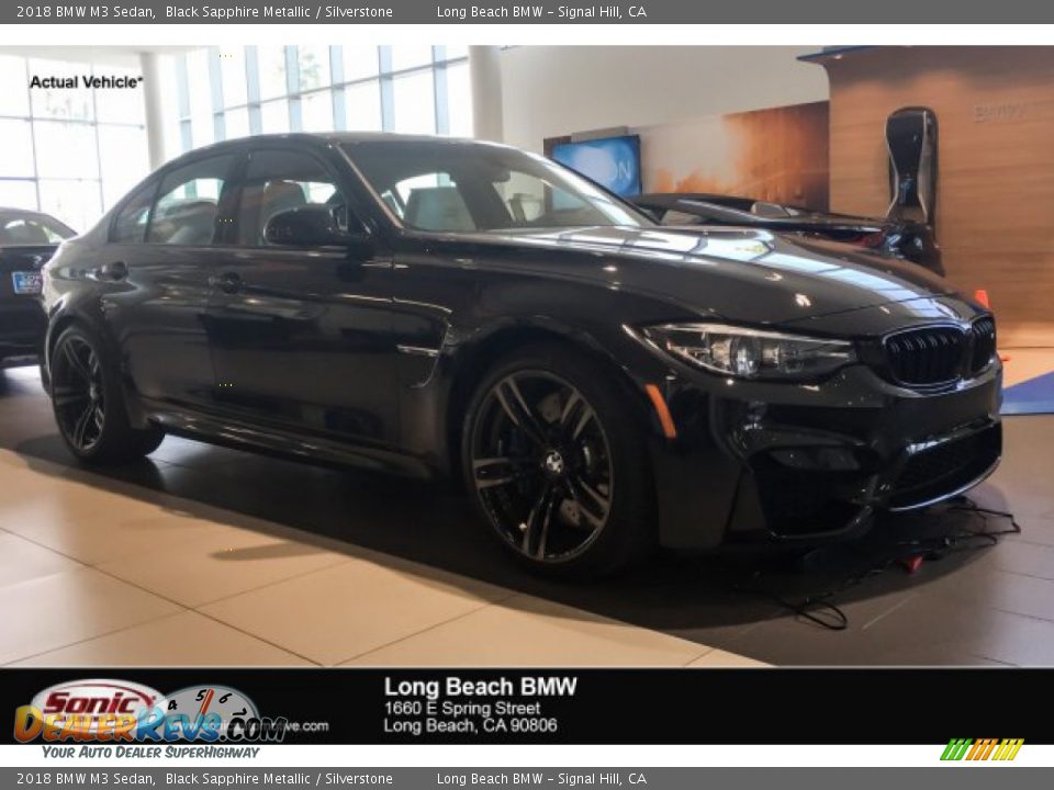 2018 BMW M3 Sedan Black Sapphire Metallic / Silverstone Photo #1