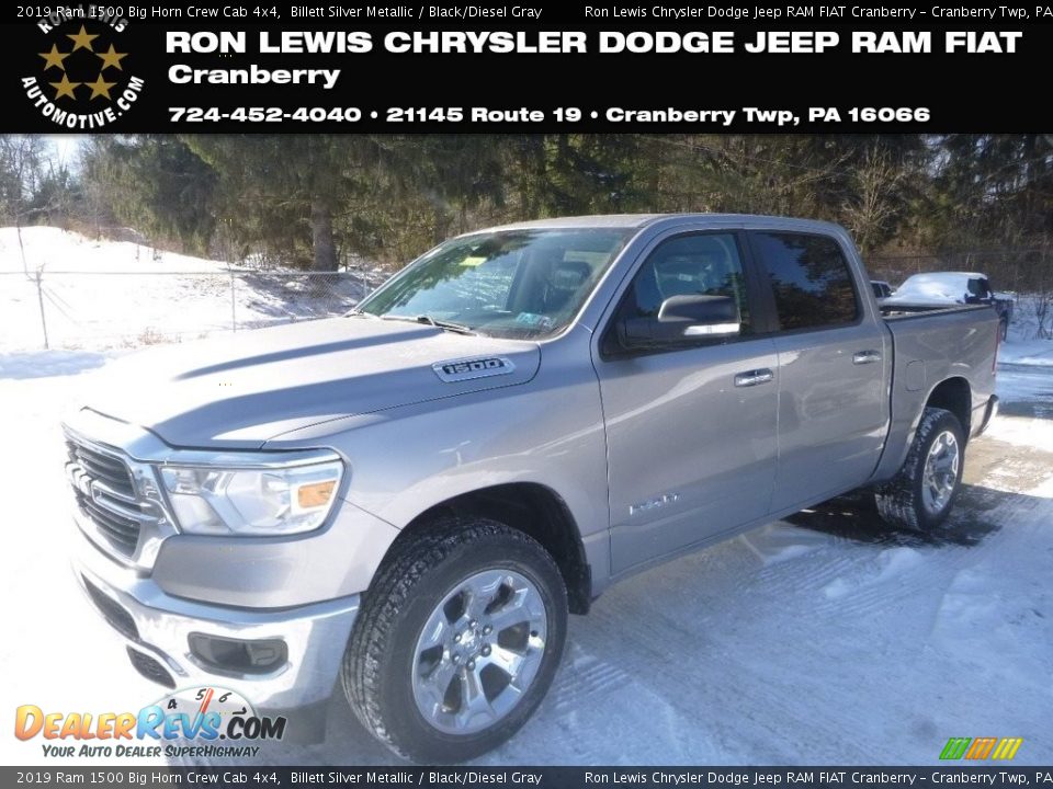 2019 Ram 1500 Big Horn Crew Cab 4x4 Billett Silver Metallic / Black/Diesel Gray Photo #1