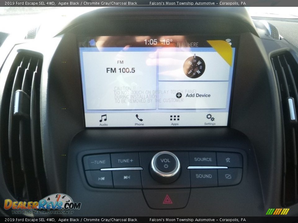 2019 Ford Escape SEL 4WD Agate Black / Chromite Gray/Charcoal Black Photo #13