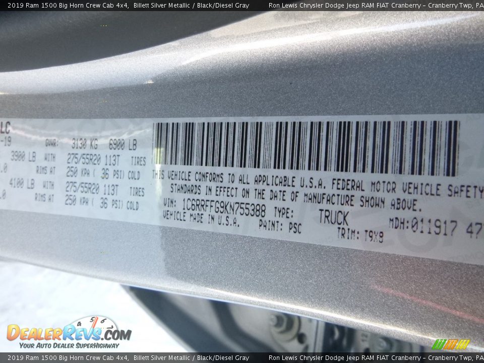 2019 Ram 1500 Big Horn Crew Cab 4x4 Billett Silver Metallic / Black/Diesel Gray Photo #13