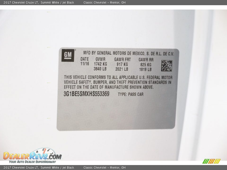 2017 Chevrolet Cruze LT Summit White / Jet Black Photo #18