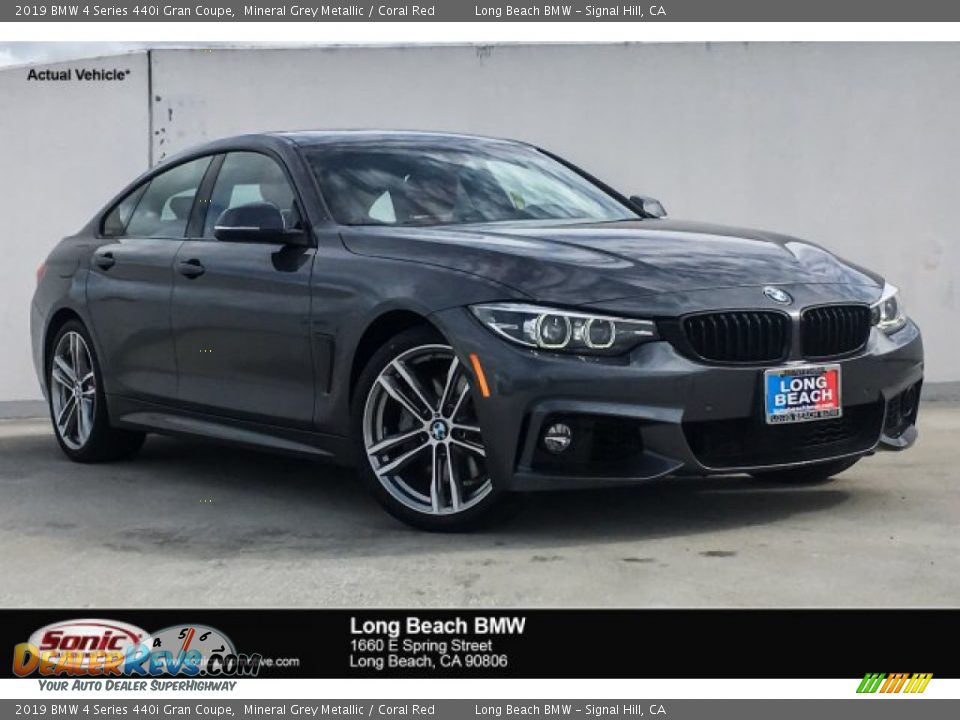 2019 BMW 4 Series 440i Gran Coupe Mineral Grey Metallic / Coral Red Photo #1