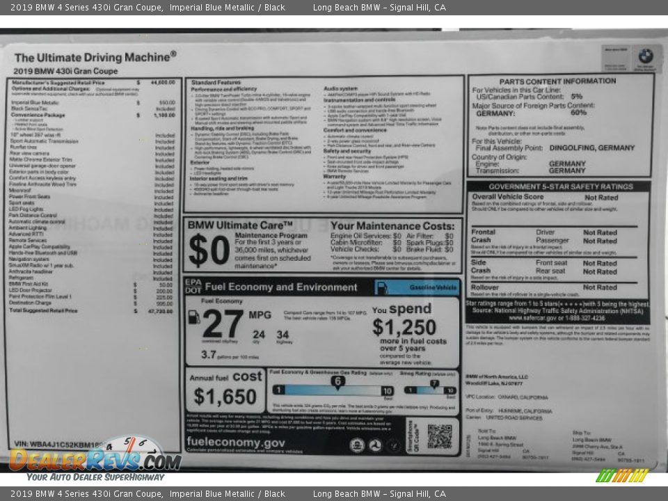 2019 BMW 4 Series 430i Gran Coupe Imperial Blue Metallic / Black Photo #10