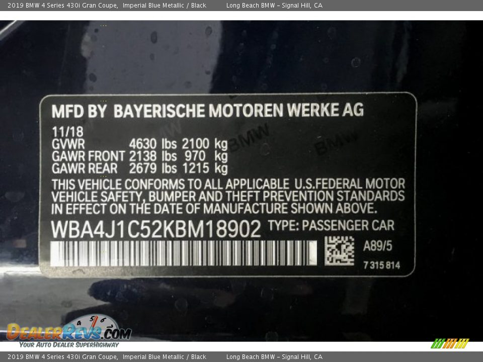 2019 BMW 4 Series 430i Gran Coupe Imperial Blue Metallic / Black Photo #11