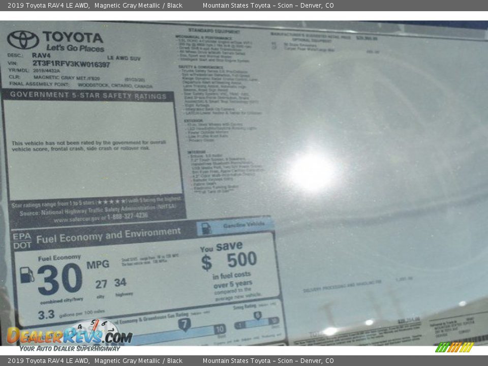 2019 Toyota RAV4 LE AWD Magnetic Gray Metallic / Black Photo #36