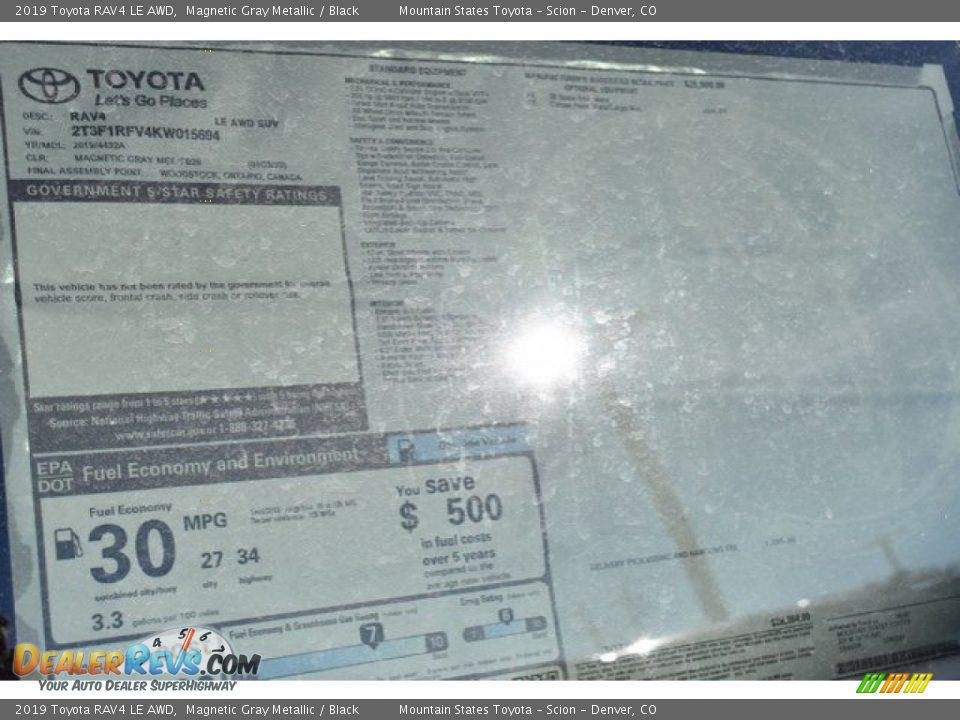 2019 Toyota RAV4 LE AWD Magnetic Gray Metallic / Black Photo #36