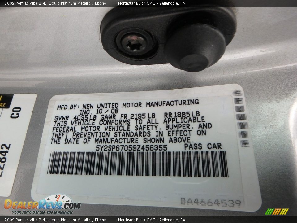 2009 Pontiac Vibe 2.4 Liquid Platinum Metallic / Ebony Photo #21