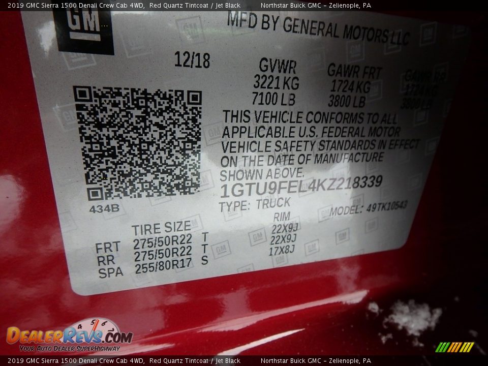 2019 GMC Sierra 1500 Denali Crew Cab 4WD Red Quartz Tintcoat / Jet Black Photo #15